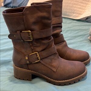 Brown Buckle Ankle Boots